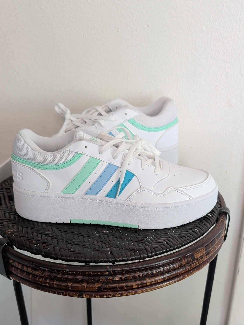Adidas Hoops 3.0 Bold Shoes IH0183 White Blue Women Size 9.5